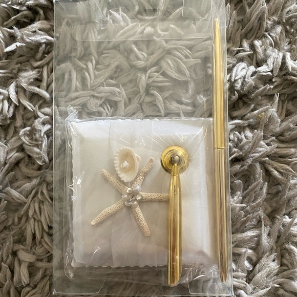 Beach Theme Wedding Knife and Cake Server Set and Guest Book and Pen Set - Picture 6 of 7